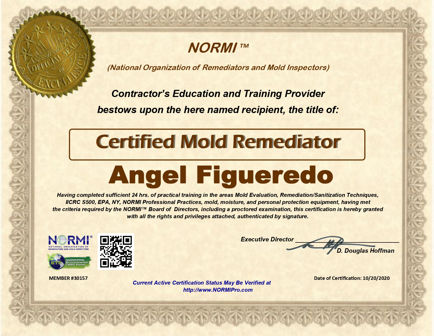 Certificate Mold Remediator